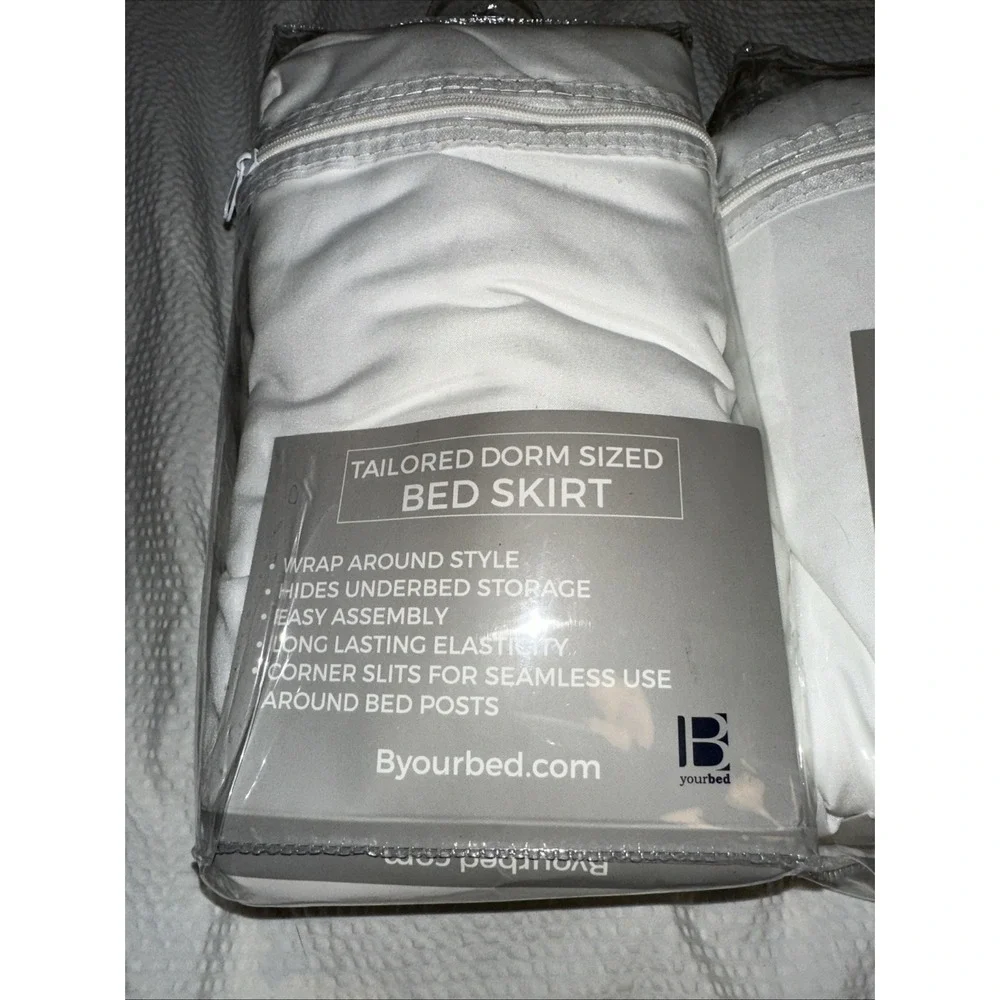 B Decor Twin XL Lofted Bed Dorm Skirt White Tailored 36